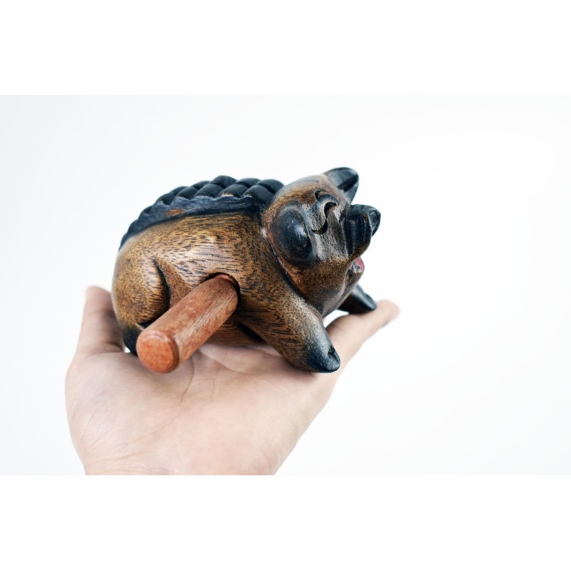 Guiro music percussion instruments wooden sound block animal croaking Pig