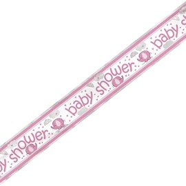 Baby Shower 6ft Banner Pink Girls – Cute Elephant & Heart Design