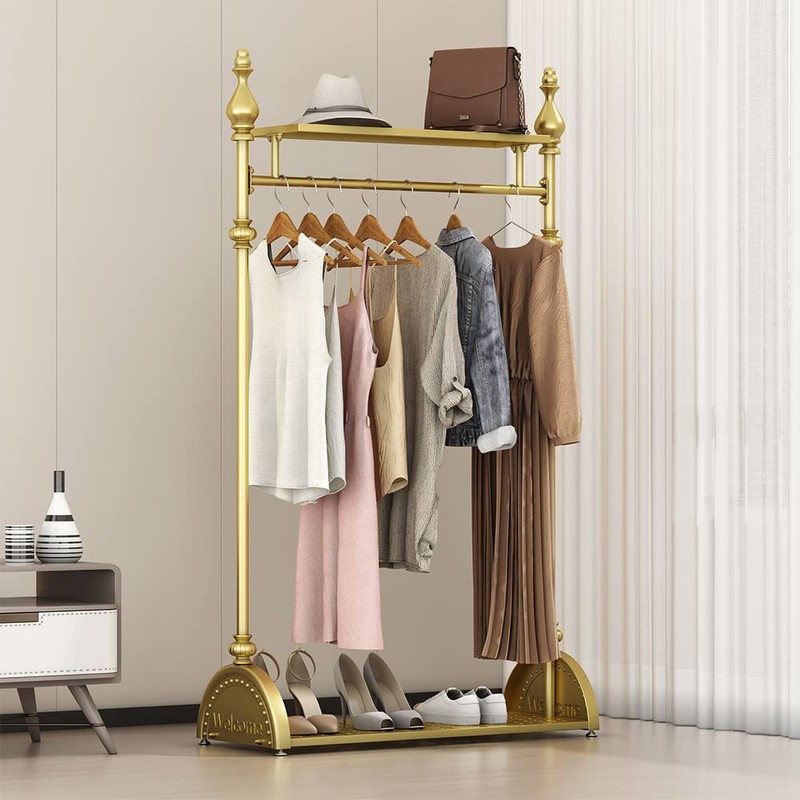 Clothing Rack Gold, Industrial Clothes Rack for hanging Clothes with