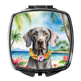 Caroline's Treasures Weimaraner Luau Compact Mirror Decorative Travel Makeup Mirror for Women Girls Gifts Pocket Makeup Mirror Folding Handheld