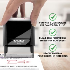 Trodat Printy 4911 Self-Inking Stamp with ARROW Impression - Red Pad - Produced from up to 65% Recycled Plastic