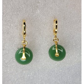 Beautiful Jade green Blessing buckle charm earrings
