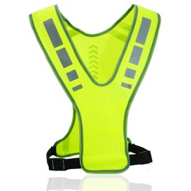 RUNQIN Hi Vis Reflective Running Gears with Pocket, Top Reflector Safety Vest High Visibility for Men Women, Breathable Reflectors Clothing, Adjustable Safety Warning Vest for jogging Hiking Cycling