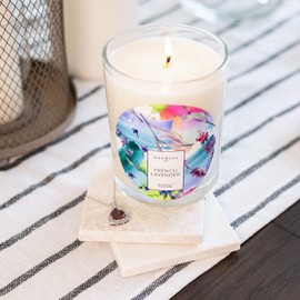 Kate Bissett Baubles White Gardenia Scented Premium Candle and Jewelry with Surprise Pendant Inside | 18 oz Large Candle | Made in USA | Parrafin Free