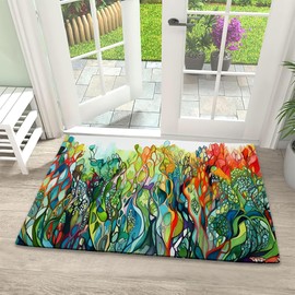 Abstract Wild Flowers ﻿Door Mat, Indoor Outdoor Decor Patio Mats Entrance Door Mats Non-Slip Outside Inside Floor Mat Rugs for Home Decor 17x30 Inch, House Warming Gift
