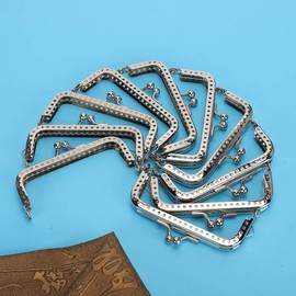 10pcs 8.5cm Square Metal Frame Broche Clip de Bloqueo para Monedero Fabricación de Suministros para Manualidades DIY Cierre de Bolsa Clic Clac Cierres Clic Clac Alta Calidad Hecho