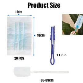 20 PCS Flash Dust Magnet, Disposable Duster Heads,Fluffy Duster Refills, Disposable Electrostatic Duster for Cleaning, Lock Away Dust, Dirt And Hair for Home & Car Cleaning with 2 Handle, Flash Dust