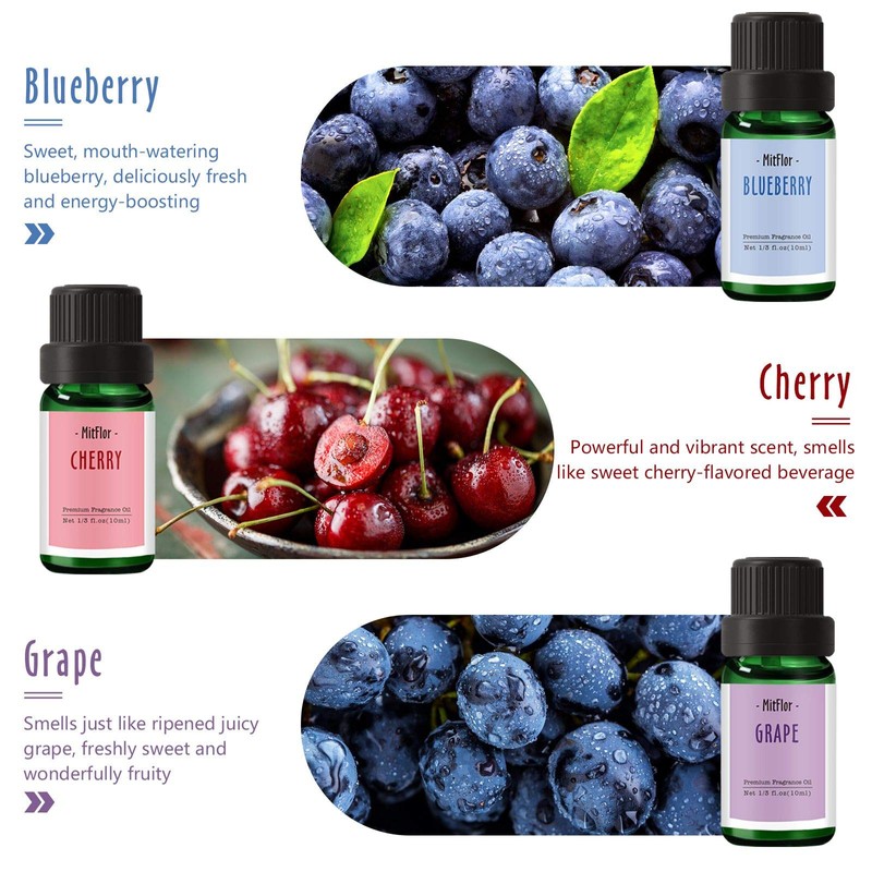 Fragrance Oil, MitFlor Premium Fruit Essential Oils Set, Fruity Scents