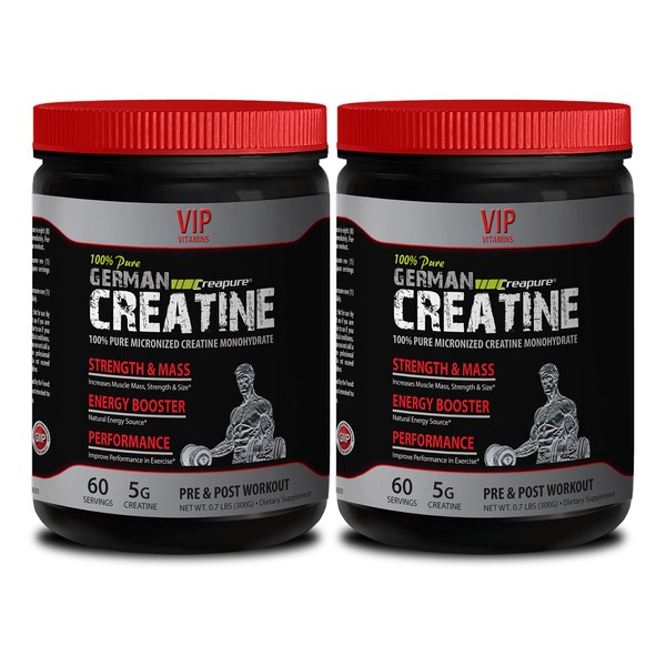 Muscle Growth Supplements for Women - German CREATINE CREAPURE - Creatine pre Workout for Woman - 2 Cans 600g (120 Servings)