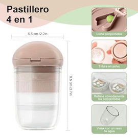 Cortador de Pastillas,Triturador de Pastillas 4 en 1 con Vaso de Agua Portátil - Moledor,Partidor de Pastillas,Pill Cutter Profesional para Cortar Pastillas Grandes y Pequeñas,Desmontable y Lavable