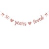 WEIANDBO 50 Years Loved Rose Gold Glitter Banner,Pre-Strung,50th Birthday