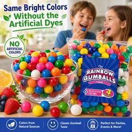 Bulk Rainbow Gumballs 1 Inch 4 lb, No Artificial Dyes Vending Candy Refills