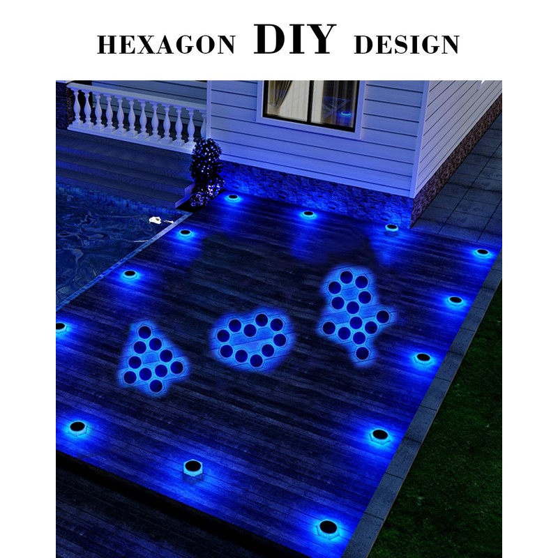 DetarZinLED 6 Packs Solar Driveway Lights Outdoor IP68 Waterproof, Blue