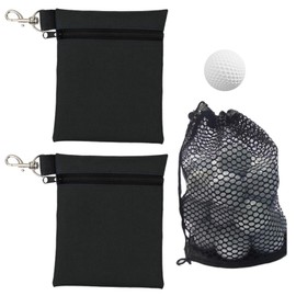 Valicaer 3Pcs Golf Tee Bag,Golf Tee Pouch,Premium Zipper Ball Bag with Metal Lobster Claw Clip,Secure Holder for Golfball Valuables & Accessories (Black*3)