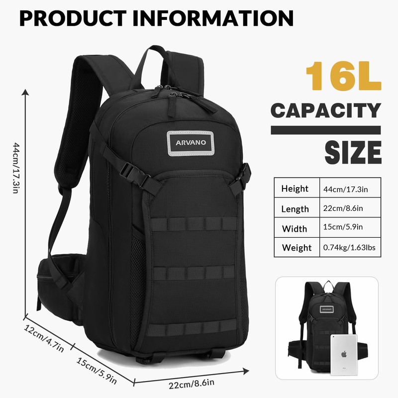 Arvano Cycling Backpack for Men & Women Hiking Backpack Small