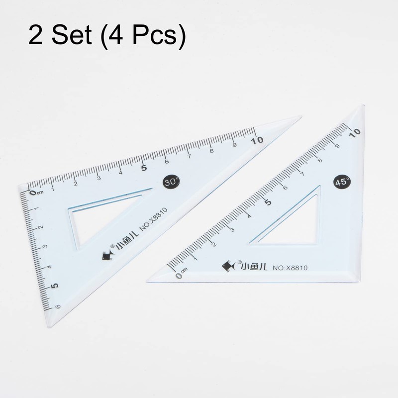 sourcing map 4piece Triangle Ruler Square Set 10cm 30/60 and