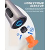 WOWOW Kitchen Faucet Head Replacement, 3 Function Pull Down Faucet