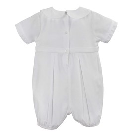 Petit Ami Baby Boys' Hand-Embroidered Cross Christening Romper, White