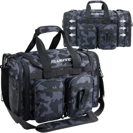 PLUSINNO Tackle Bag - Expandable Fishing Bag for Saltwater & Freshwater - Water Resistant Fishing Gear