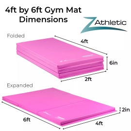 Z Athletic Pink 4x6x2 Z Athletic Folding Mat for Gymnastics and Tumbling