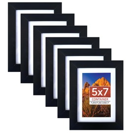 Container Furniture Direct 5x7 Inch Hanging Picture Frames for Wall, Desk and Tabletop with Easel Back, Plexiglass, and Dual Mounting Hanger for Horizontal and Vertical Formats, Set of 6, Black