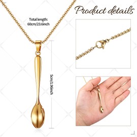 Otuuz Spoon Necklace Spoon Necklace Women's Necklace Spoon Pendant for Women Girls Men Party Favors ()