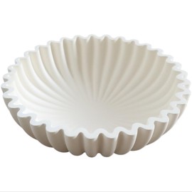 Iemegumi Decorative Bowl for Home Decor - White Large Decorative Fruit Bowls for Coffee Table - Scalloped Ruffle Centerpiece key Bowl for Entry Table - Morden Round 10" Aesthetic Decor