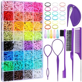 Triko Ligas para el Cabello, 2000 Piezas Bandas Elásticas para el Cabello, Ligas de Colores para el Cabello, Ligas para Bebé, Bandas de Goma para Niñas, Ligas para Niñas Pequeñas con Accesorios