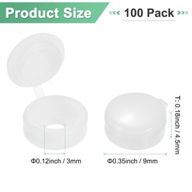 M METERXITY 100-Pack Plastic Hinged Screw Cover Caps, 3mm Shutter Screws with Caps, Fold Snap Washer Covers, Washer Flip Protection Covering M3 M4 M5 Screws Heads [White]