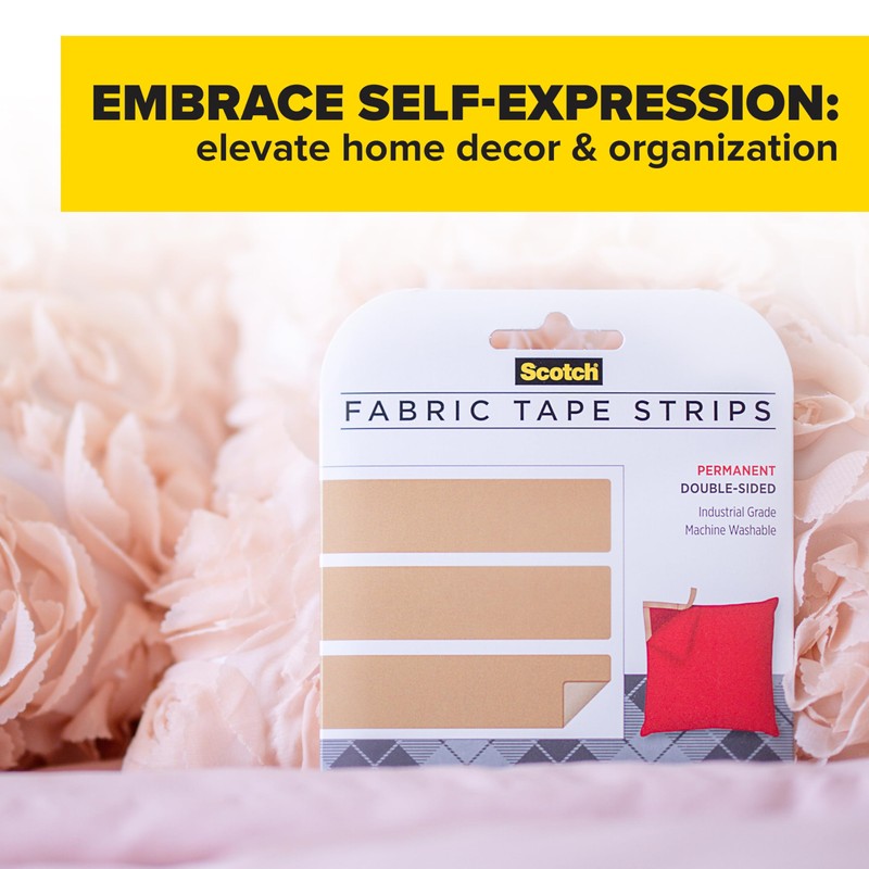 Scotch Permanent Fabric Tape Strips, 0.75 in. x 4 in.,