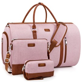 Convertible Garment Duffel Bag for Travel - Carry On Garment Bags With Toiletry Bag Large Weekender Bag for Men Women 2 in 1 Hanging Suitcase Suit Travel Duffel Overnight Bags 4pcs Set (Pink)