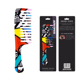 Afropick Anti-Static Wide Tooth Plastic Black Hair Pick for Natural Curly Long Thick Hair- Afro Pick Comb for Men, Women- African Artist Designs (Fresher Prince)