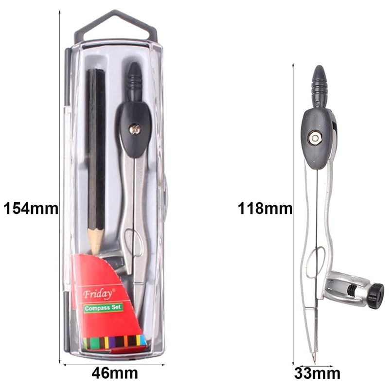 Rpanle Professional Compass, Reusable Metal Compass for Home Schooling Maths