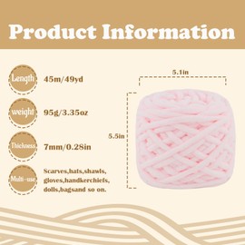 MESTOON 1/4/9 Pack Chunky Chenille Yarn 100g/3.05oz Thick Soft Velvet Baby Yarn for Crocheting Hand Knitting Sweater Scarf Blankets DIY Craft (Pink, 1 Pack)