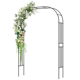 Giantex Garden Arch Trellis, 60''W x 95''H Metal Arbor with Corrugated PE-Coated Steel Tubes for Climbing Plants Roses Ivy, Wedding Archway Arbour for Ceremony Party Backdrop Lawn Outdoor Decoration