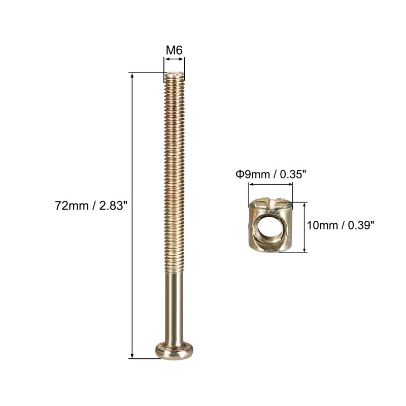 sourcing map M6 x 70mm Furniture Bolts Nut Set Hex