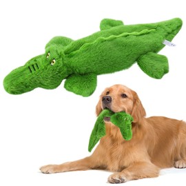Alphatool Squeaky Dog Toy - Tough No Stuffing Crocodile Toys for Aggressive Chewers, Small Medium Large Dogs, Durable Crinkle Interactive Plush Puppy Toys for Birthday Gift