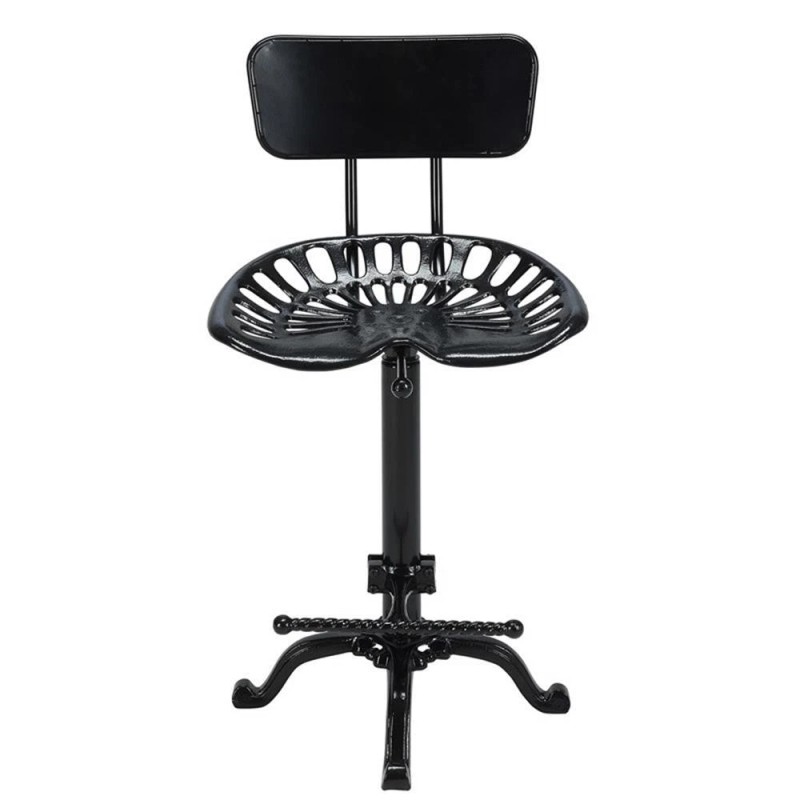 Carolina Classics August Tractor Seat Stool w/ Back in Black