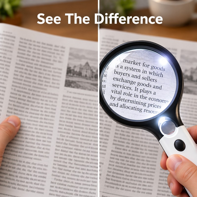 3X/45X Dual Lens Handheld Magnifying Glass with 3 LED Lights