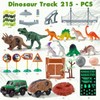 215 Pcs Glow-in-the-Dark Dinosaur Park Jurassic Race Track Train Playset