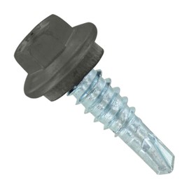 Fasteners Plus ST Fastening Maxx SteelBinder Metal to Metal #14 X 7/8" Burnished Slate Stitch Screws with EPDM Rubber Washer, 250-Count - Designed for Roofing and Siding Panels