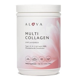 Alaya Multi Collagen Powder - Type I, II, III, V, X Hydrolyzed Collagen Peptides Protein Powder Supplement with MSM + GC (Unflavored) - NSF Certified 