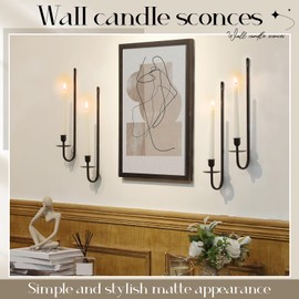 Retisee 4 Pcs Metal Wall Candle Sconce Holder Wall Mounted Candle Hanging for Fireplace Hallway Room Farmhouse Wedding [Put a Washer or a Piece of Wood Behind The Screw Holes]