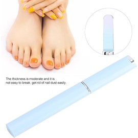 Lima De Uñas De Cristal Nano De 2 Colores, Herramienta De Manicura Y Pedicura Para Lijado Y Pulido, Caja Azul