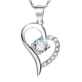 KILNEX Infinity Heart Necklace, Love Heart Pendant with Cubic Zirconia and Infinity Necklace, Silvering Heart Necklace