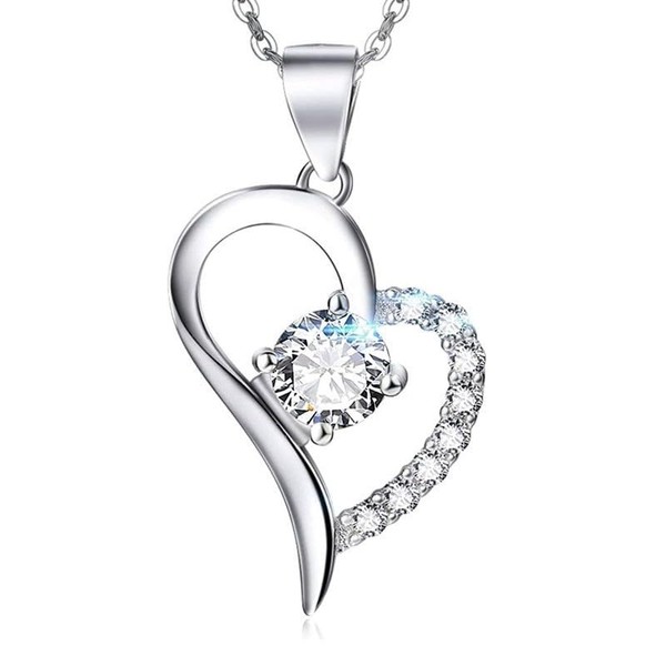KILNEX Infinity Heart Necklace, Love Heart Pendant with Cubic Zirconia