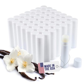 Lip Balm Bulk Unlabeled - Made in USA Bulk Chapstick - Natural Ingredients Vitamin E Shea Butter - Custom Chapstick Bulk For Party & Wedding Favors (50 Count, Vanilla)