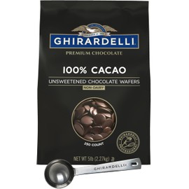 Ghirardelli 100% Unsweetened Wafers, 5lb bag with Ghirardelli Stamped Barista Spoon