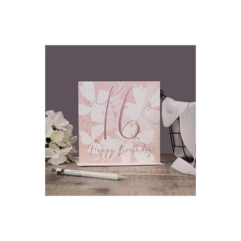 Happy Birthday - Handfinished 16th Birthday Card with Crystals