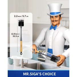 MR.SIGA Water Bottle Brush, Long Handle Bottle Brush for Water Glasses, Baby Bottles, Sports Bottles Cleaning, Gray, 2 Pack